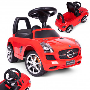 Masinuta Ride-On Pentru Copii, Mercedes SLS AMG, Cu Melodii Si Clanxon, Spatar De Protectie, Volan Multimedia, Rosie - Img 6