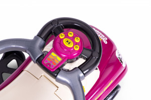 Masinuta Ride-On pentru copii, Multistore, Quick Coupe, cu melodii si clanxon, spatar si balustrade de protectie, volan multimedia si maner de ghidare, Violet - Img 8