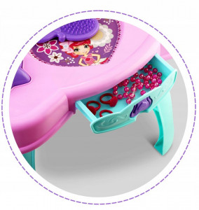 Masuta de toaleta din plastic, pentru copii, cu accesorii machiaj, sertar, oglinzi plabile, Ricokids, 66 x 41 x 26 cm - Img 5
