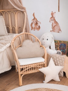 Pernă Decorativă Nor pentru Copii, din Bumbac Velur Moale, 40×30 cm, Sparrow Cloud, Almond - Img 2