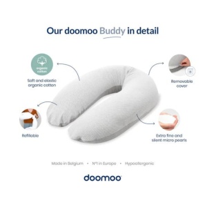 Perna mare pentru gravide si bebelusi 3 in 1, bumbac organic, Doomoo Buddy Light Grey - Img 5