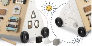 Premergator Impingator din lemn, tip carucior, pentru copii, Ricokids, RK-875, cu tabla de activitati, - Img 6