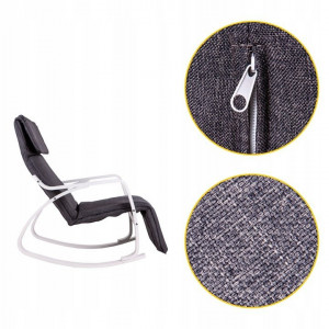 Scaun balansoar cu suport reglabil pentru picioare, ModernHomen, cadru metalic, husa detasabila, tetiera burete, greutate maxima 120 kg, Alb/Gri - Img 5
