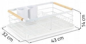 Scurgator de vase, cu suport de tacamuri, Massido, 43 x 32 x 14 cm, Alb, Manere din lemn - Img 7