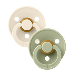 Set 2 suzete pentru bebelusi, BIBS, Colour Latex, tetina anatomica, 0 luni+, Ivory / Sage - Img 2