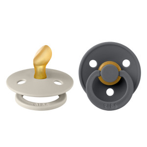 Set 2 suzete pentru bebelusi, BIBS, Colour Latex, tetina anatomica, 6-18 luni, Sand / Iron