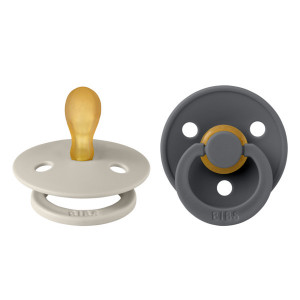 Set 2 suzete pentru bebelusi, BIBS, Colour Latex, tetina simetrica, 6-18 luni, Sand / Iron