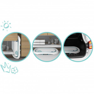 Set - Cadita de baie pliabila pentru bebelusi, cu termometru LCD, suport antiderapant, Ricokids, Albastra, cu Insertie anti-alunecare pentru cadita de baie bebelusi, fixare cu ventuze, Ricokids, Albastra - Img 5