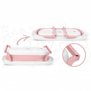 Set - Cadita de baie pliabila pentru bebelusi, cu termometru LCD, suport antiderapant, Ricokids, Roz, cu Insertie anti-alunecare pentru cadita de baie bebelusi, fixare cu ventuze, Ricokids, Roz - Img 6
