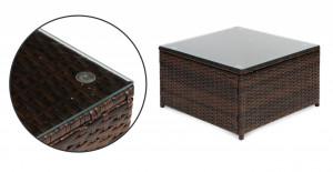 Set Coltar pentru terasa / gradina din technorattan 193x136x64 cm, masa 60x60x30 cm cu blat de sticla, perne moi, impermeabile - Img 5