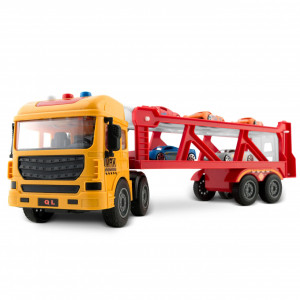 Set masinuta de jucarie, XXL, camion de remorcare, 5 masinii, Ricokids, RK-760, sunete realiste, lumini LED, rampa de coborare, tractiune fata, alimentare pe baterii - Img 5