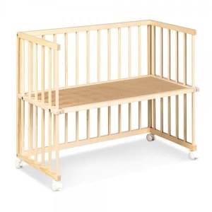Set Patut copii din lemn KLUPS Piccolino Natur 90x40 cm, cu Saltea MyKids Cocos confort, 90 x 40 x 8 cm - Img 5
