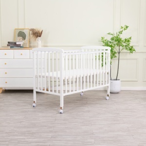 Set Patut din lemn cu laterala culisanta, Craft, WBB355, Alb, cu Saltea MyKids 120 x 60 x 10 cm - Img 3