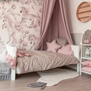 Set Patut pentru copii, din lemn masiv de Pin, 140 x 70 cm, protectii laterale incluse, Woodies Safe Dreams, Noble, Todler, Alb cu Saltea pentru patut copii, Mykids, Cocos, Confort II, 140 x 70 x 10 cm - Img 4