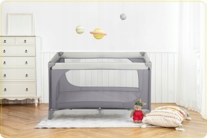 Set - Patut pliabil pentru copii, 120 x 60 cm, Ricokids, RK-240, Grey, cu Saltea MyKids Confort, Spuma si Cocos, 120 x 60 x 10 cm - Img 6