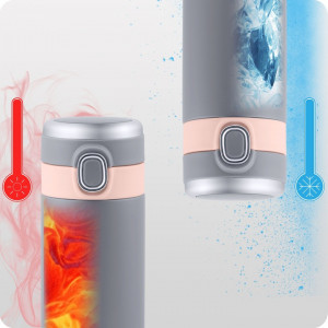 Termos din otel inoxidabil, 450 ml, cu afisaj LCD temperatura, Berdsen, BD-786, Gri - Img 6