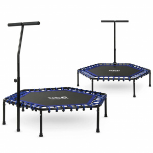 Trambulina de Fitness, Hexagonala, cu Maner, Neo-Sport, 127 cm, greutate maxima 100 kg, Negru/Albastru - Img 4