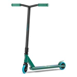 Trotineta cu 2 roti, pentru cascadorii, Soke EVO, 83 x 48 cm, Aluminiu, compresie HIC, rulmenti ABEC-9, punte sudata, Greutate maxima utilizator 100 Kg, Verde/Albastru - Img 8
