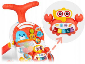 Antemergator interactiv cu 4 roti, transformabil in Masuta interactiva pentru activitati, cu panou de jucarii, sunete cu reglarea volumului, Ricokids 4in1 Rosu, 781001 - Img 5