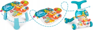 Antemergator interactiv cu 4 roti, transformabil in Masuta interactiva pentru activitati, cu panou de jucarii, sunete cu reglarea volumului, Ricokids 3in1 Albastru, 781000 - Img 5