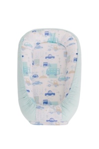 Babynest Cocoon pentru Bebeluși, Bumbac 100 OEKO-TEX, Maradalia Blue Car, 85×55 cm