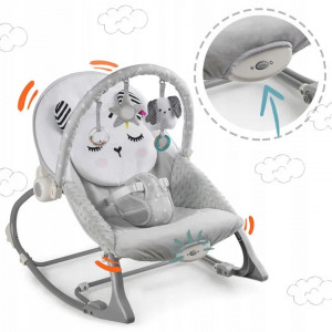 Balansoar pentru copii, cu vibratii, 2 trepte de inclinare, bara de jucarii, Nukido, Gri, 705100 - Img 4