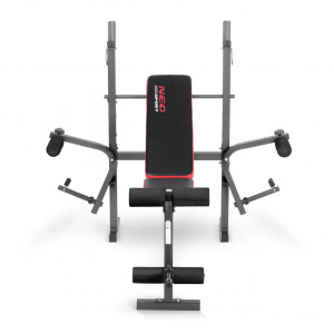 Banca de exercitii multifunctionala, cu 3 profile de incarcare greutati, 4 trepte de inclinare spatar, Neo-Sport, NS-201, Negru/Rosu - Img 3