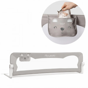 Bariera de siguranta pentru pat, Nukido, Bed Rail, 180 x 42 x 35 cm, Gri, 722400 - Img 2