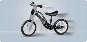 Bicicleta de echilibru din lemn pentru copii, scaun din spuma, roti 12 inchi, Ricokids, Veltino, 7615, Neagra - Img 2