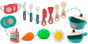 Bucatarie din plastic pentru copii, tip valiza, cu 20 de accesorii, 42 x 20,5 x 54,5 cm, Ricokids, 3 in 1 - Img 7