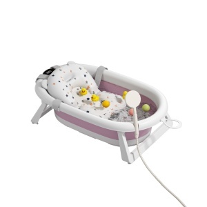 Cadita pliabila pentru bebelusi, cu Termometru digital, Perna Reductoare, Craft, CFB-001, Roz - Img 4