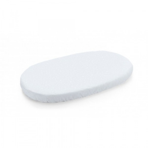 Cearsaf oval cu elastic pentru patut copii, 126 x 71 cm, bumbac, Alb - Img 4