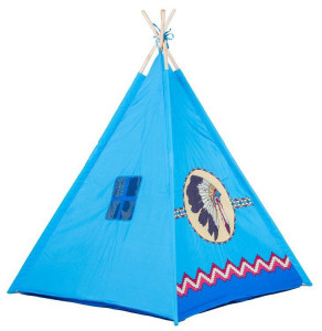 Cort tip indian pentru copii, EcoToys, Wigwam, 120 x 120 x 150 cm, Albastru - Img 3