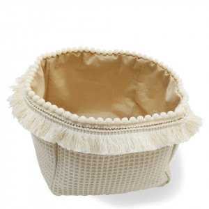 Coș de depozitare pentru camera copilului Koell Boho, bumbac, crem, 20 × 20 × 20 cm - Img 1