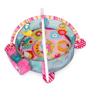 Covoras educational pentru copii, interactiv, multifunctional, 3 in 1, tarc, loc de joaca, cu 30 de bile colorate, 100 x 68 X 50 cm , Ecotoys, Bufnita - Img 6