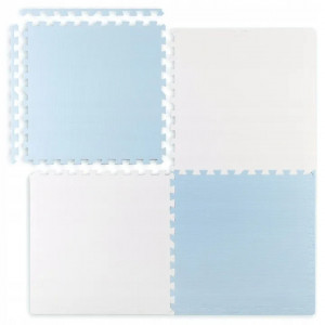 Covoras puzzle din spuma pentru copii, 120x120cm, 4 piese, Ricokids, Alb si Albastru - Img 8