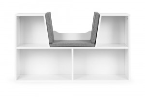 Dulap tip biblioteca multifunctionala, cu scaun, pentru copii, Ecotoys, 102x30x61 cm, Alb - Img 1
