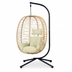 Fotoliu tip balansoar suspendat + perne, Sofotel, Toskana, 135 kg, cadru metalic, Bej - Img 6