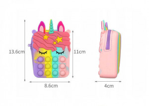 Jucarie senzoriala cu bule, Pop It Bag, Unicorn, Fidget Toys, Geanta multicolora pop it push pentru copii - Img 4