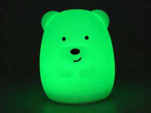 Lampa de veghe din silicon, pentru camera copilului, cu 9 lumini colorate, Ursulet, Alb - Img 4