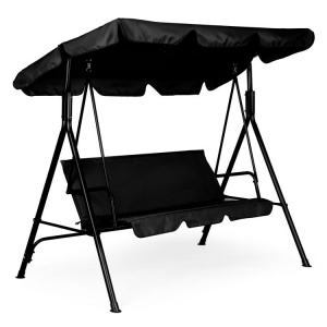 Leagan mare pentru gradina, pentru 3 persoane, Modern Home, 174 x 111 x 154 cm, copertina reglabila, FR-SW001B, Negru