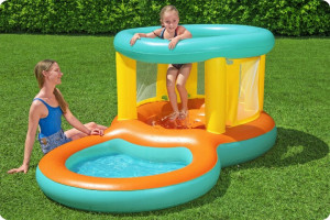 Loc de joaca gonflabil pentru copii, cu piscina, Jumptopia Bouncer, Bestway, 239 x 142 x 102 cm - Img 2