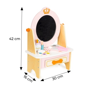 Masuta de toaleta din lemn pentru machiaj, Cu accesorii, Roz, TL812001 - Img 5