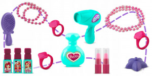Masuta de toaleta din plastic, pentru copii, cu accesorii machiaj, sertar, oglinzi plabile, Ricokids, 66 x 41 x 26 cm - Img 6