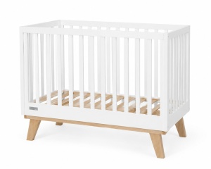 Patut din lemn Scandinav, cu laterala culisanta, 133 x 72 x 106 cm, Craft, WBB001, Alb - Natur