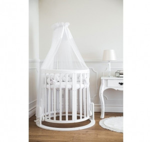 Patut Oval Evolutiv pentru Copii, Multifunctional, 7in1, Saltele Incluse, Transformabil, Masa de Schimbat, Co-Sleeping, Tarc de Joaca, Birou, Scaune, Waldin, Alb - Img 4