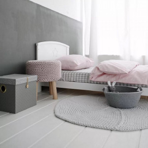 Patut Transformabil din Lemn Masiv de Pin, MDF, 140 x 70 cm, pentru copii si junior, vopsea certificata, 3 trepte de reglare inaltime, 3 lamele detasabile, Woodies Safe Dreams, Starlight , Alb - Img 3