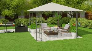 Pavilion gradina, Plonos, 300 x 300 cm, din otel zincat, acoperitoare din PE, Bej, 4934 - Img 4