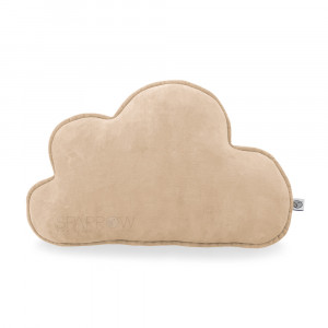 Pernă Decorativă Nor pentru Copii, din Bumbac Velur Moale, 40×30 cm, Sparrow Cloud, Warm Beige