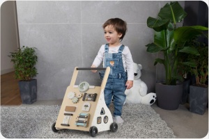Premergator Impingator din lemn, tip carucior, pentru copii, Ricokids, RK-875, cu tabla de activitati, - Img 7